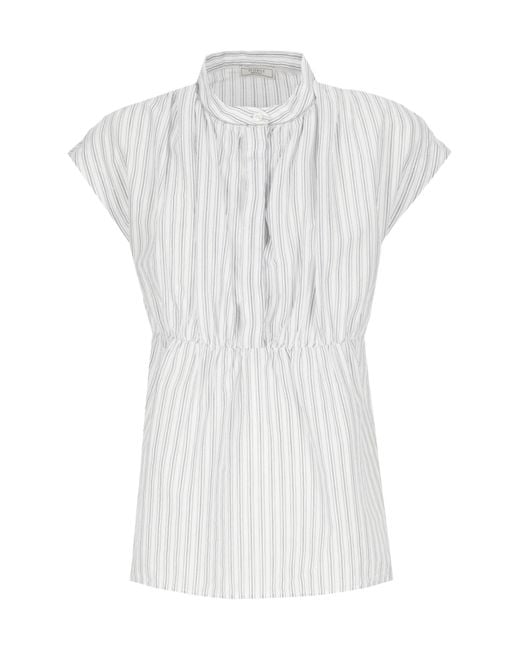 Peserico White Striped Sleeveless Shirt