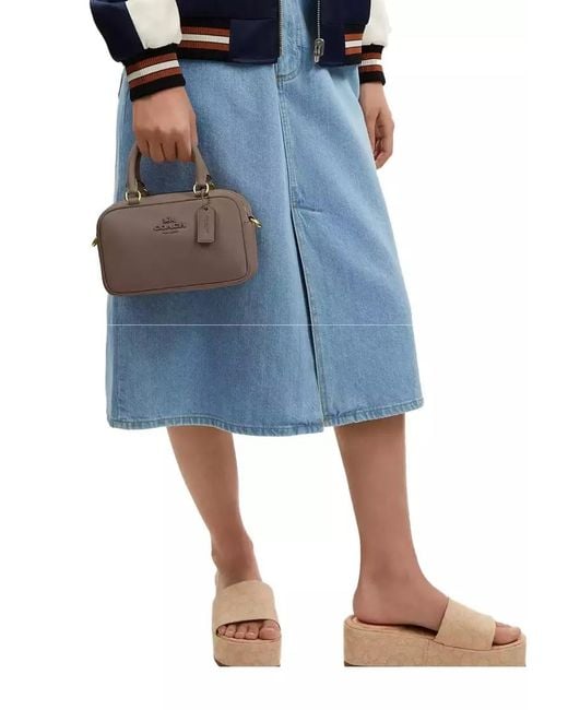 COACH Brown Logo Zipper Shoulder Bag