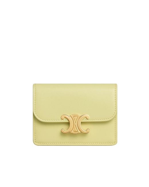 Céline Yellow Card Holder With Flap Triomphe