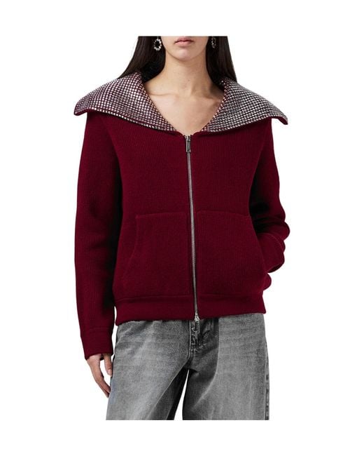 Self-Portrait Red Diamante Knitted Jumper