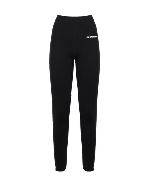 Jil Sander Black Logo Printed Leggings