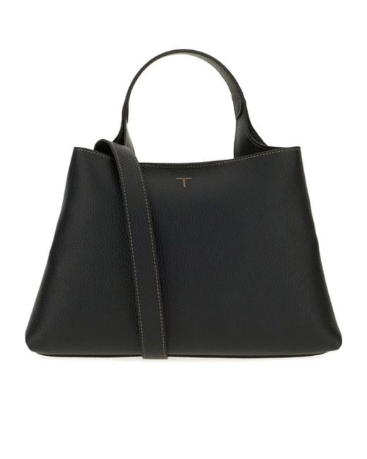 Tod's Black Logo Printed Small Tote Bag