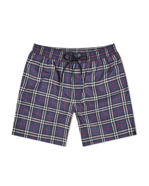 Burberry Blue Check Drawcord Swim Shorts for men