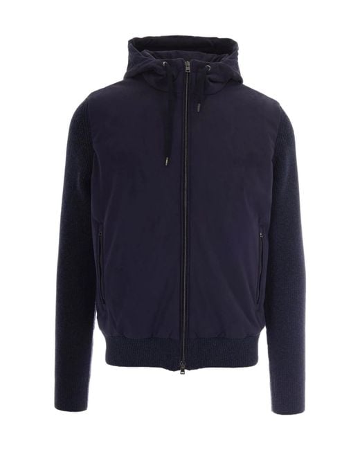 Herno Blue Long-Sleeve Casual Jacket for men