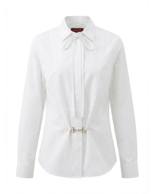Gucci White Horsebit Detail Long-Sleeve Poplin Shirt
