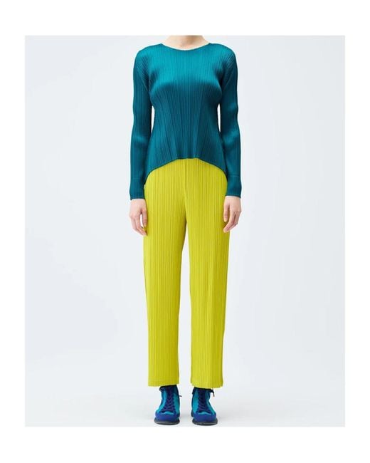 Pleats Please Issey Miyake Blue Pleats Please Issey Miyake Monthly Colors: October Crewneck T-Shirt