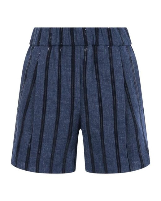 Brunello Cucinelli Blue Striped Shorts