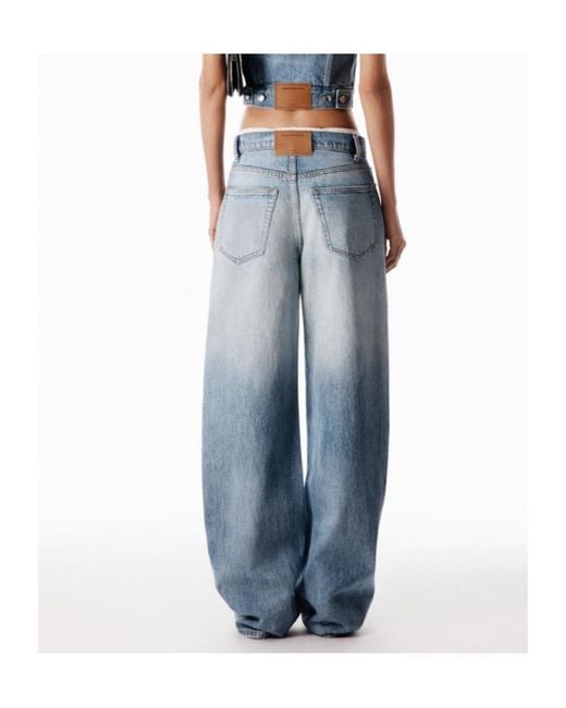 Alexander Wang Blue Logo-Patch Zip-Detailed Jeans
