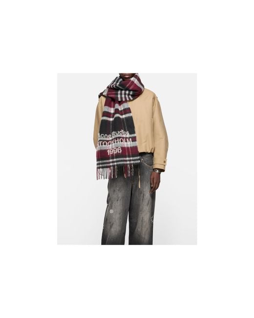 Acne Multicolor Plaid Logo Scarf