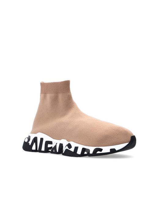 Balenciaga White Speed Graffiti Sole Sneakers