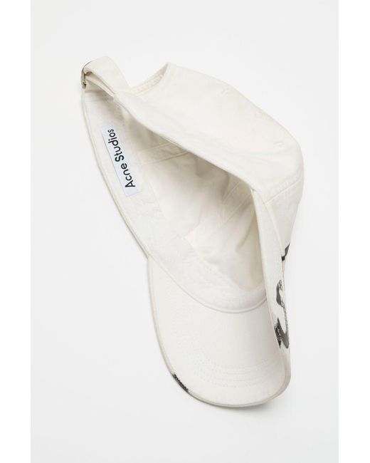 Acne White Logo-Print Baseball Cap for men