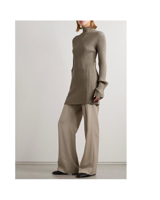 The Row Gray Deidree Ribbed Knitted Pullover