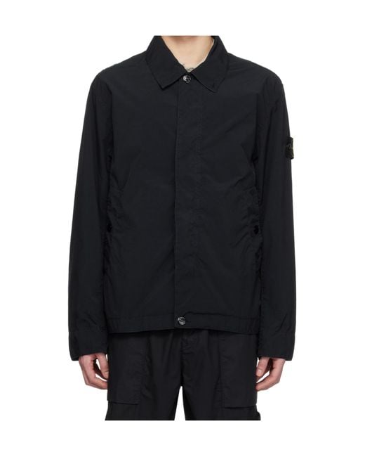Stone Island Blue Touch Poly-Tc Logo Patch Jacket for men