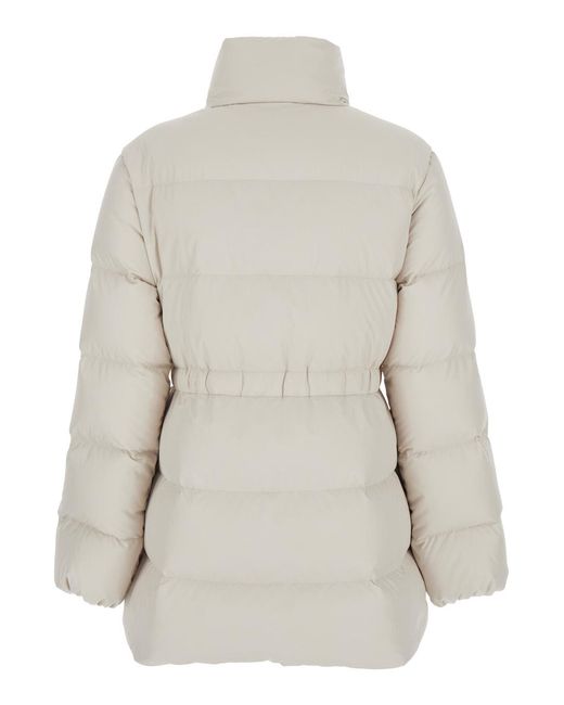 Moncler White Brossette Zip-Up Puffer Jacket