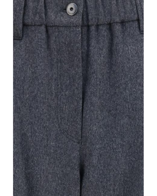 Brunello Cucinelli Blue Mid-Waisted Tapered Leg Trousers