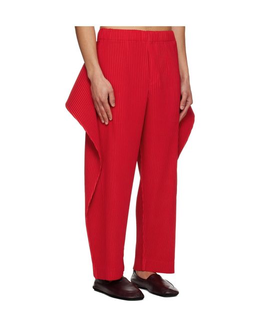 Homme Plissé Issey Miyake Red Cover And Fold Casual Pants for men