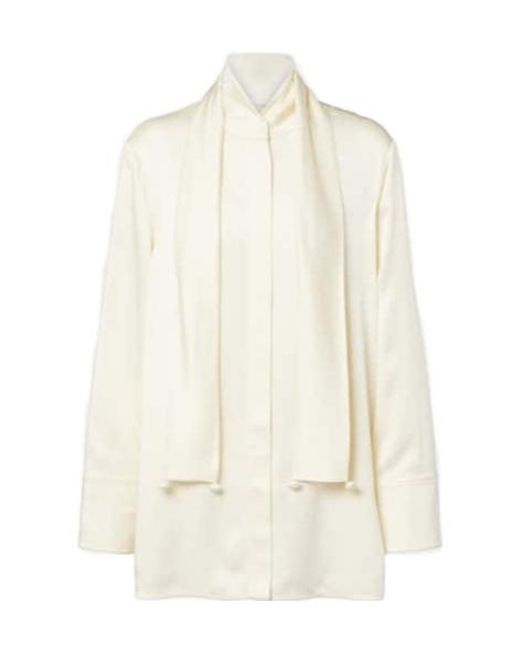 Jil Sander White Scarf-Detail Satin Shirt