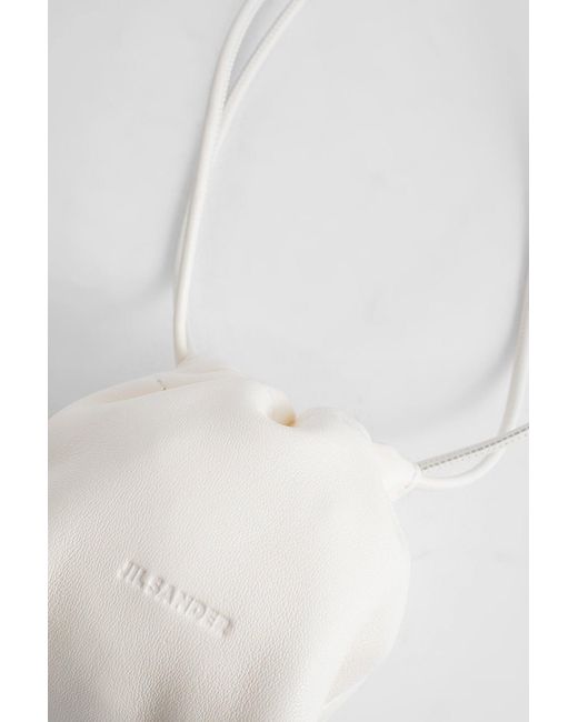 Jil Sander White Dumpling Drawstring Mini Bag