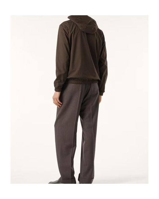 Loro Piana Brown Hooded Bomber for men