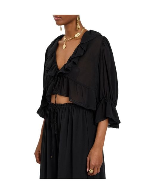 Chloé Black Ruffled Cropped Top