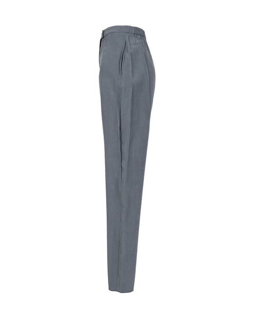 Emporio Armani Blue Elastic-Waist Straight Pants