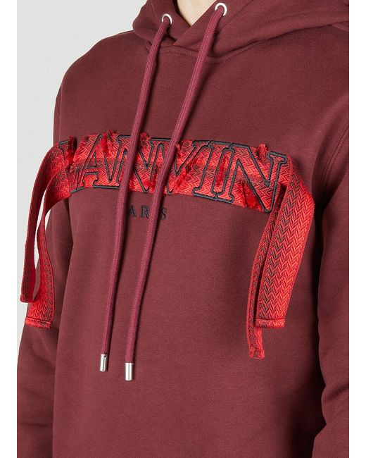 Lanvin Red Curb Lace Hoodie for men
