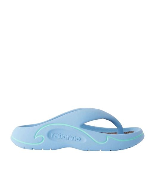 Rabanne Blue Logo-Embossed Thong Sandals