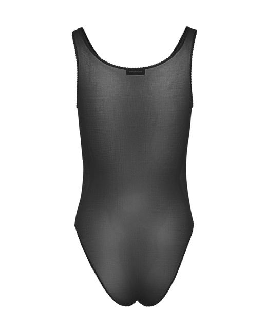 Magda Butrym Gray Mesh Scalloped Bodysuit