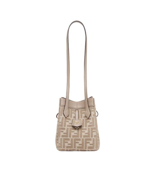 Fendi White Origami Ff Jacquard Mini Shoulder Bag