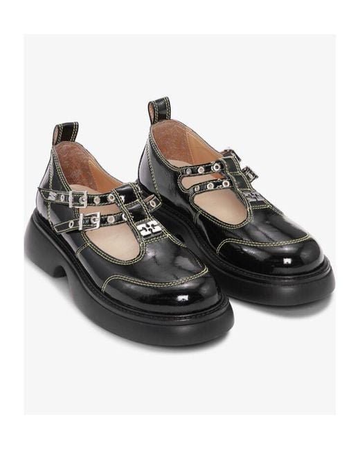 Ganni Black Loafers Shoes Made Of Eco Leather