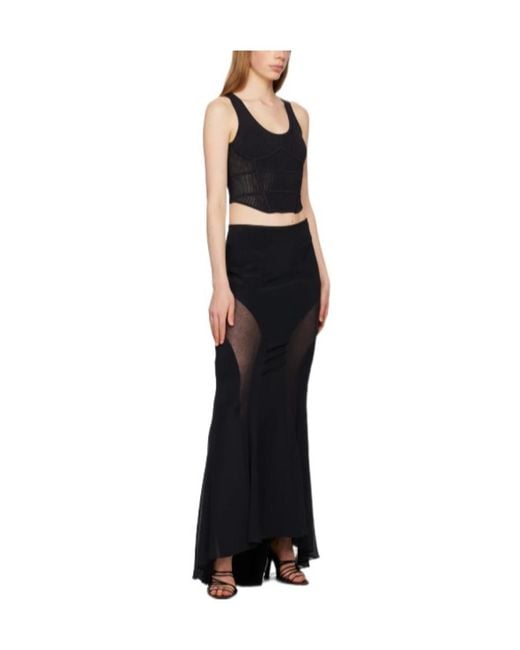 Dion Lee Black Corset-Style Crochet-Knit Top