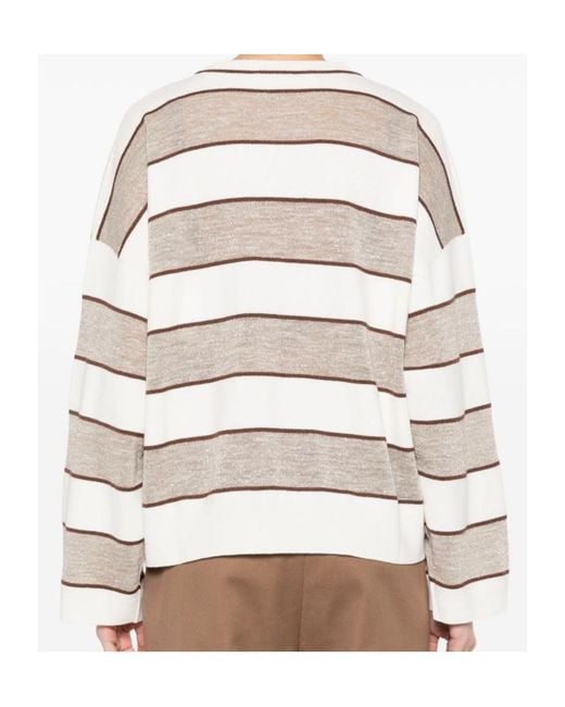 Brunello Cucinelli Natural Striped Knitted Sweater