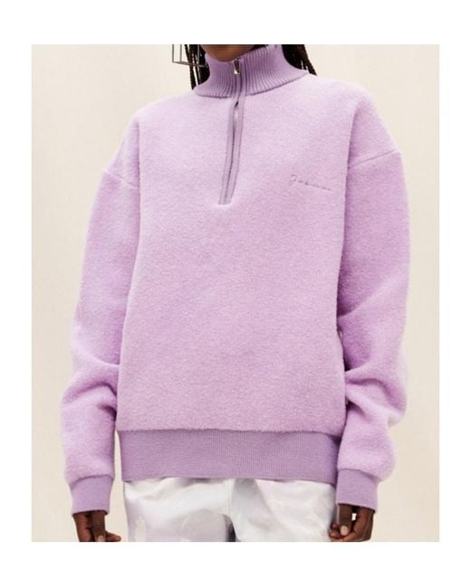 Jacquemus Purple La Maille Berger Zip Collar Sweater for men