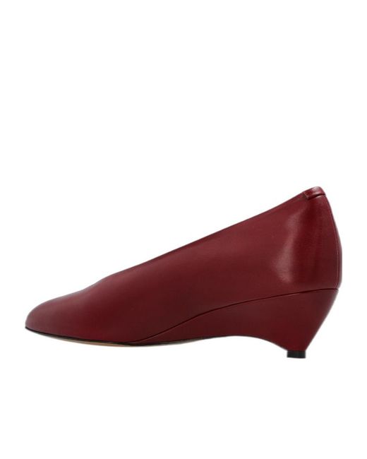 Jil Sander Red Pointed Wedge Pumps