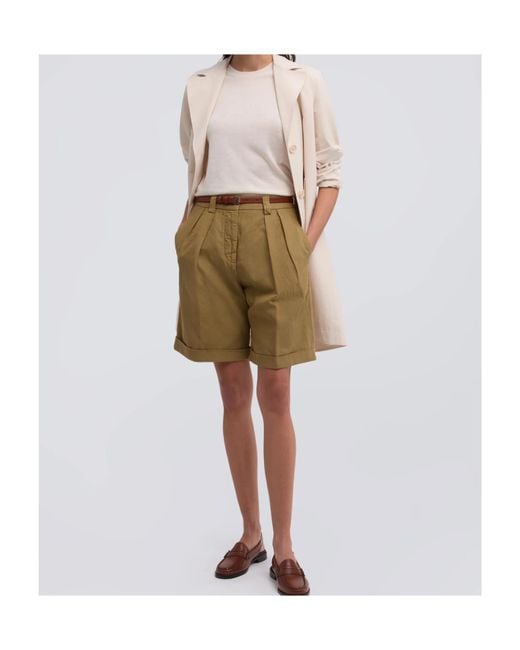 Aspesi Green Pleated Bermuda Pants