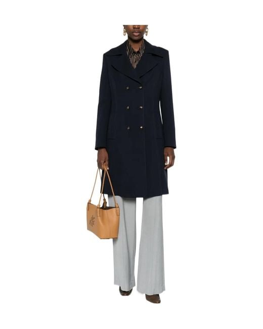 Etro Blue Double-Breasted Coat
