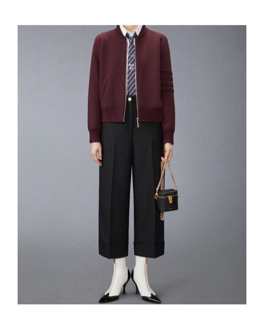 Thom Browne Purple Ottoman Milano Stitch 4-Bar Bomber Jacket