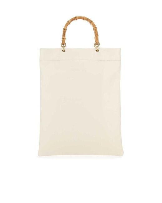 Jil Sander Natural Embossed Top Handle Bag