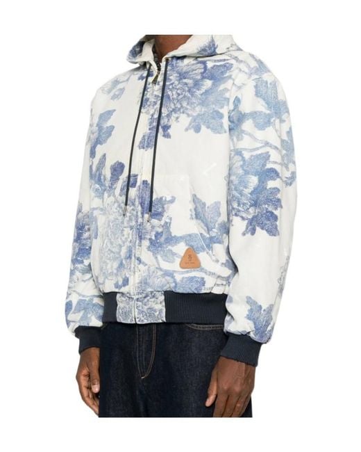 R13 Blue Printed Drawstring Casual Jacket for men