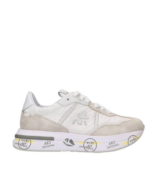 Premiata White Low Lace-Up Sneakers