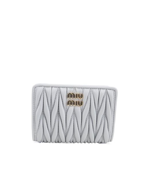 Miu Miu White Matelassé Compact Wallet