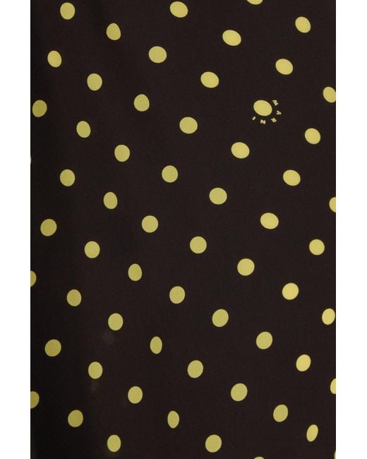 Marni Black Crepe Midi Dress Polka Dots Back Tie