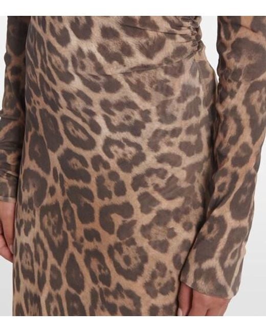 Stella McCartney Natural Leopard-Print Midi Dress