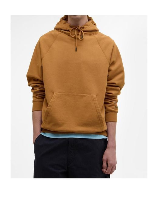 Barbour Brown X Noah Logo Embroidered Drawstring Hoodie for men