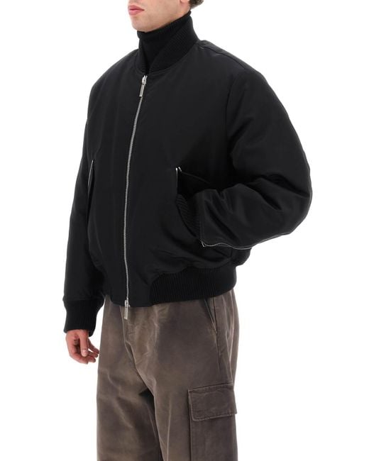 Off-White c/o Virgil Abloh Black Zip-Up Long-Sleeved Bomber Jacket for men