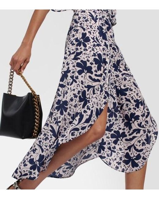 Stella McCartney Blue Floral Silk Midi Dress