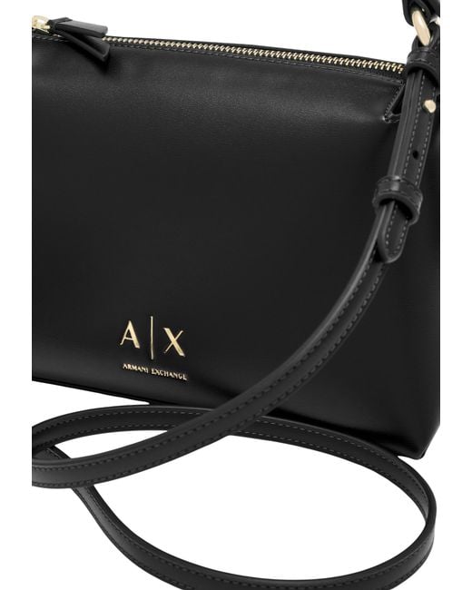 ARMANI EXCHANGE Black Logo-Print Shoulder Bag