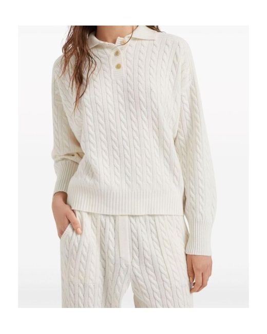 Brunello Cucinelli White Cable-Knit Cashmere Jumper