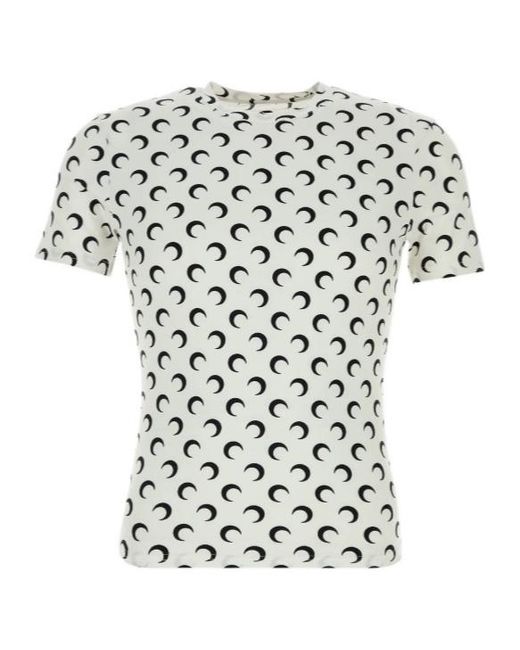 MARINE SERRE White Crescent Print Crewneck T-Shirt