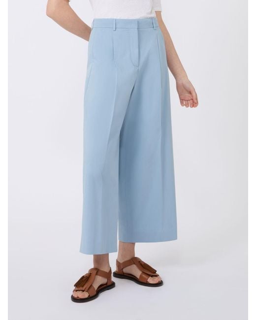 Weekend by Maxmara Blue Stretch Cotton Gabardine Trousers
